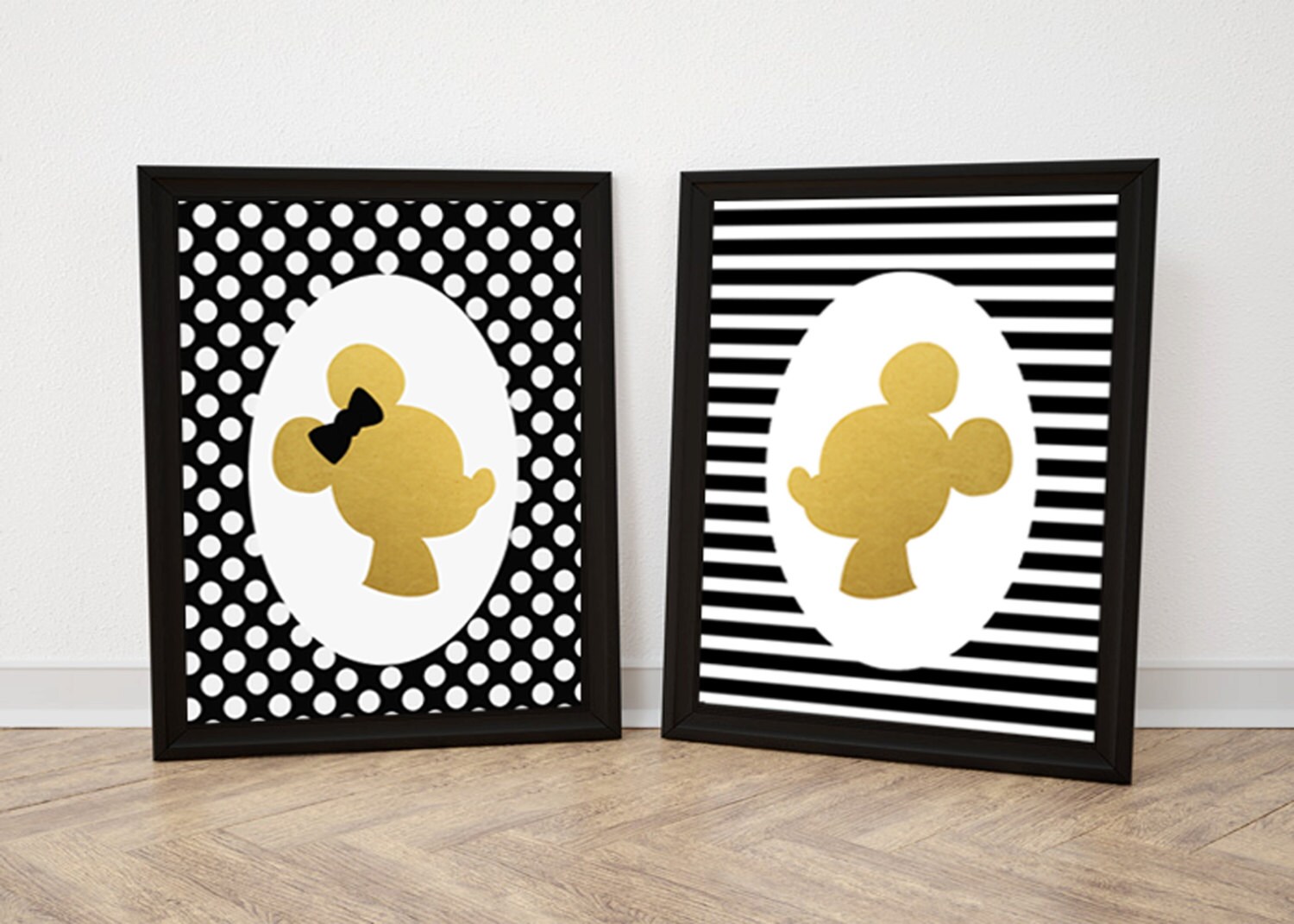 Mickey and Minnie Printables Mickey Silhouette Minnie | Etsy
