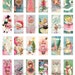 Vintage Pink Christmas Tags 1x2 inch - Instant Download - Print at Home - Vintage Christmas Card Domino Art Printables 