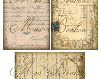 Digitale Vintage Paper Dokumente Collage Sheet - sofort-DOWNLOAD