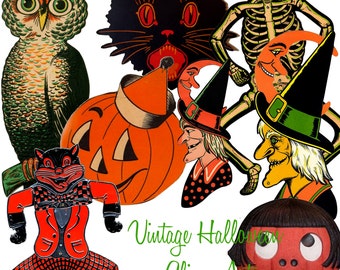 8 Vintage Halloween Clip Art Images .PnG  - DIY Printable - INSTANT DOWNLOAD