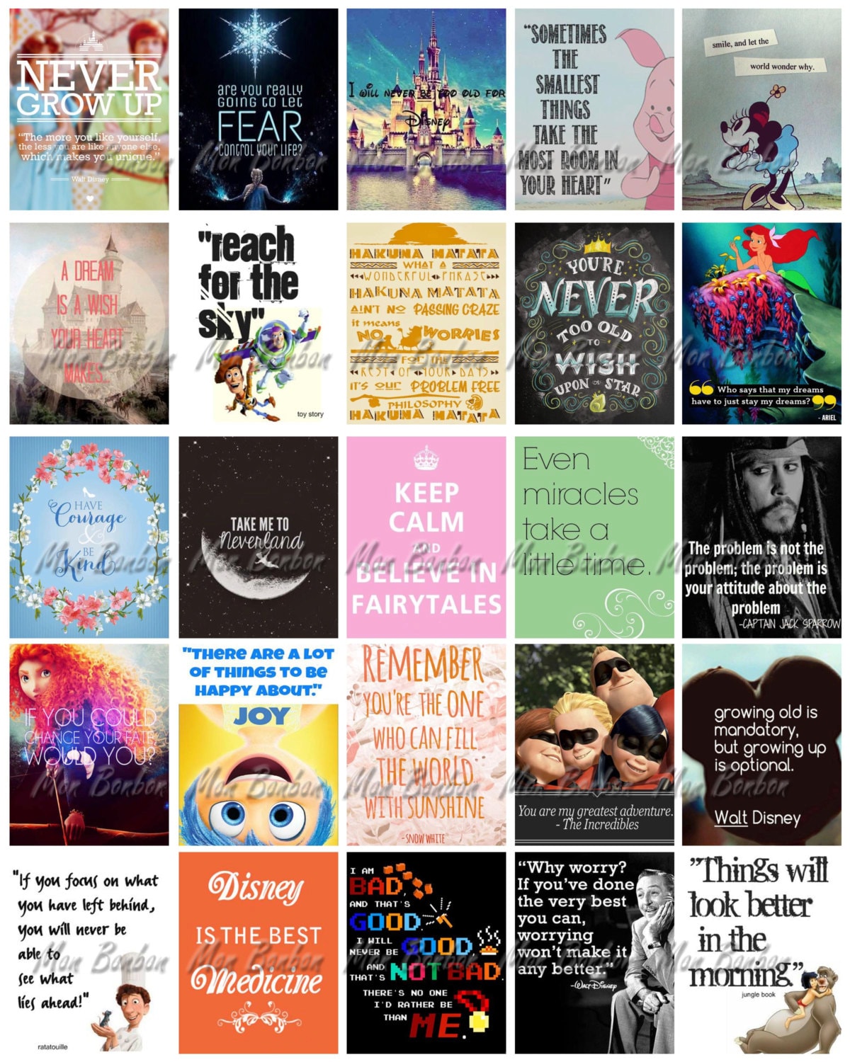 disney quotes motivational printable sticker sheet diy etsy