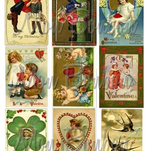 Vintage Victorian Valentine Greeting Card Collage Sheets - DIY Printable - INSTANT DOWNLOAD