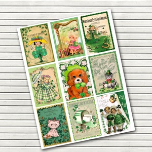 St Patricks Day Pocket Cards - Vintage St Patricks Day - Pocket Letter Cards - Retro Gift Tags - Scrapbooking Ephemera - Print at home