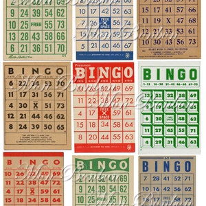 Digital Collage Sheet of Vintage Bingo Cards INSTANT - Etsy