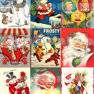 Digital Collage Sheet of Vintage Retro Christmas Cards & Books - INSTANT DOWNLOAD