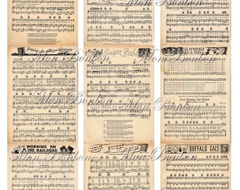 Digital Collage Sheet of Vintage 1930s Music Sheets  - INSTANT DOWNLOAD