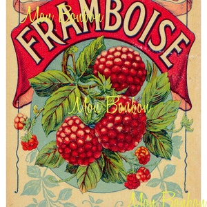 Digital Download of Large 8x10 Vintage French Framboise Label - You Print - INSTANT DOWNLOAD