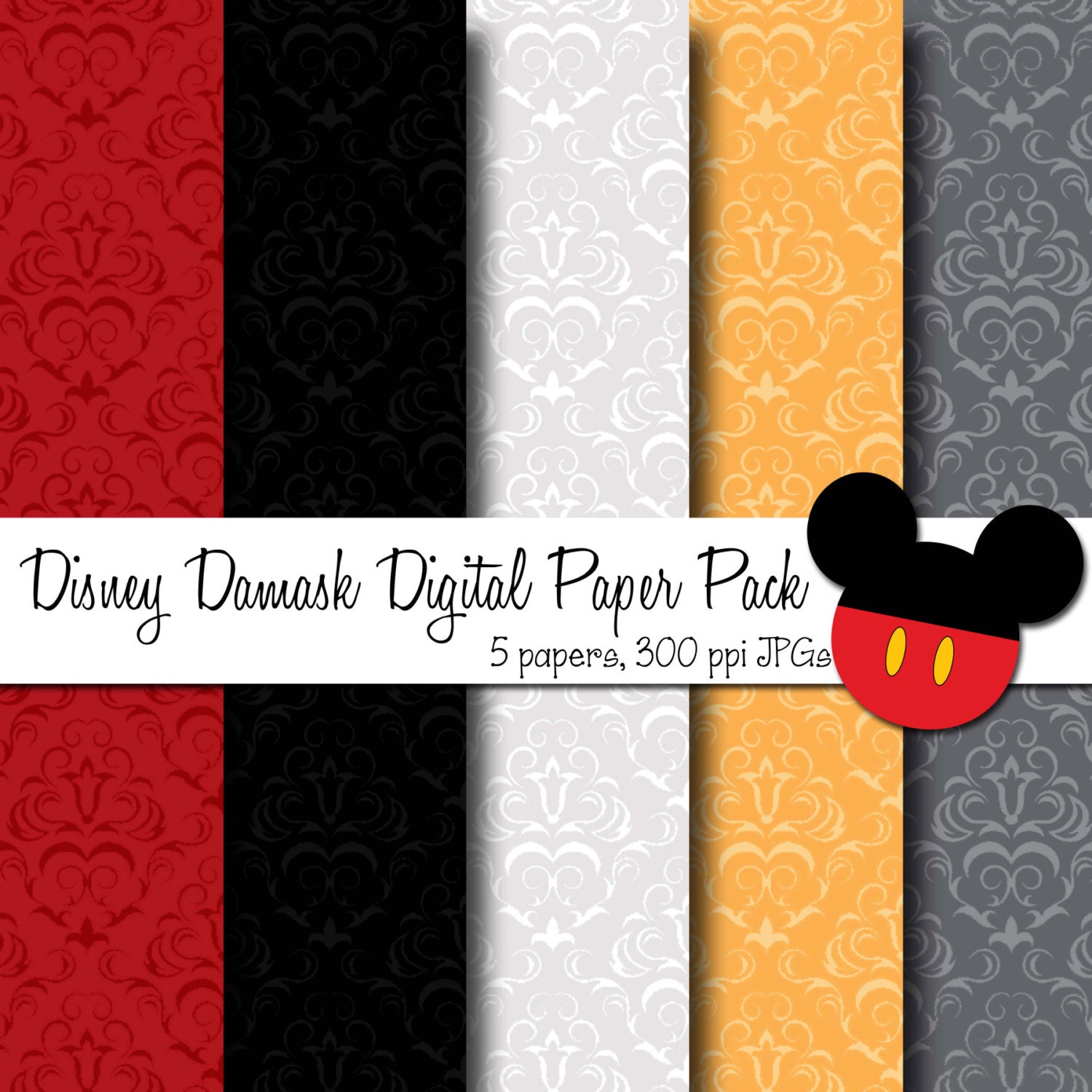 Disney Mickey Black/White/Red Paper Pack 12X12 10 Sheets-2 Each/5  Textured Papers