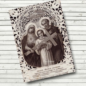 Jesus, Mary and Joseph 4x6 inches - Vintage Prayer Card Doily