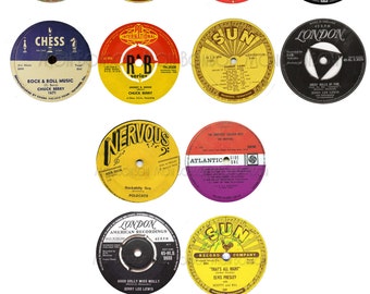 Vintage Record Labels - 3.5 inch - Print at Home - 50s  Party Decor- Instant Download