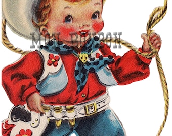 Cute Christmas Cowboy Illustration .PnG  - DIY Printable - Digital Clip Art - INSTANT DOWNLOAD