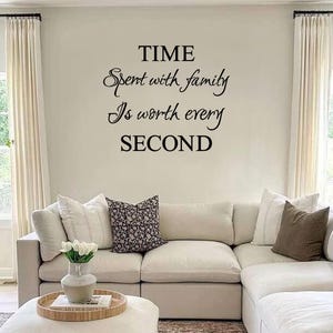 Time Spent With Family is Worth Every Second Vinyl Wall Decal. Wall Art for Picture Collages and Family Rooms.