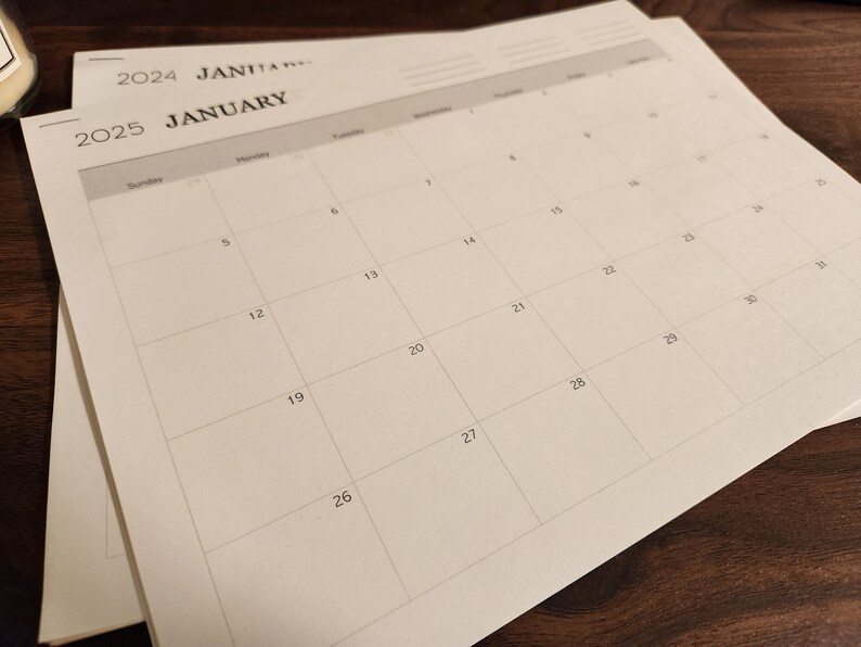 2025 2024 Printable Pdf Calendar - Etsy UK