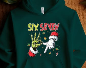 Christmas Six Seven 67 Shirt, Six Seven Christmas Hoodie, 67 Meme Santa Sweatshirt, Funny Viral Holiday Hoodie, Christmas 6 7 Gift