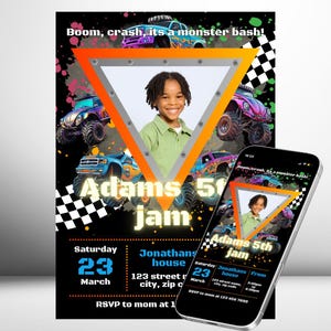 Editable monster jam birthday invitation template for boys monster truck invite monster truck birthday monster jam party invite trucks party
