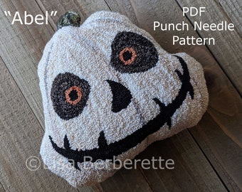 Abel - PDF-mönster för stansnålar - Digital nedladdning – Halloween, Höst, Kudde, Höst, Oktober, Pumpa, Skålfyllning, Mattkrokning, Broderi
