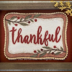 Thankful – PDF Punch Needle Pattern – Digital Download, Thanksgiving, Autumn, Christmas, Xmas, Fall, Embroidery, Rug Hooking