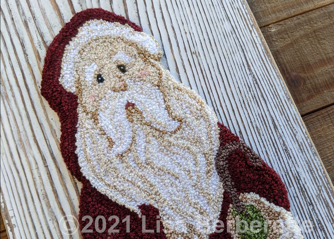 Santa Shepherd - Punch Needle Download PDF - Christmas Santa and Sheep ...