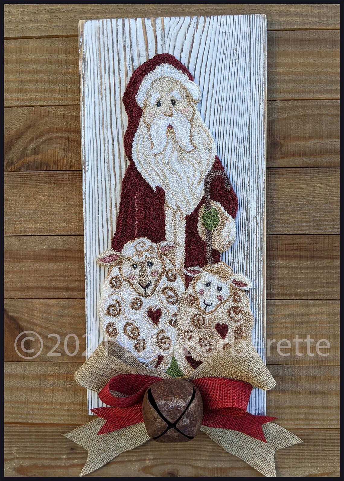 Santa Shepherd - Punch Needle Download PDF - Christmas Santa and Sheep ...