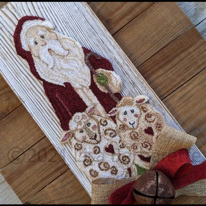 Santa Shepherd - Punch Needle Download PDF - Christmas Santa and Sheep - Digital - Rug Hooking - Embroidery - Needle Felting