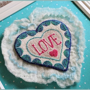 Love Wooly Wall Hanging - Punch Needle PDF Pattern - Digital Download – Valentine, Hearts, Tutorial, Wool