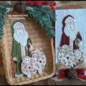 Santa Shepherd - Punch Needle Download PDF - Christmas Santa and Sheep ...