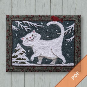 Snow Buddies - Punch Needle PDF Pattern - Digital Download – Christmas, Cat, Winter, Snow