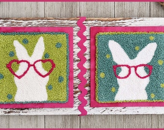 Four Eyes – Bunnies – Punch Needle PDF Pattern - Digital Download – Rug Hooking, Embroidery, Tutorial