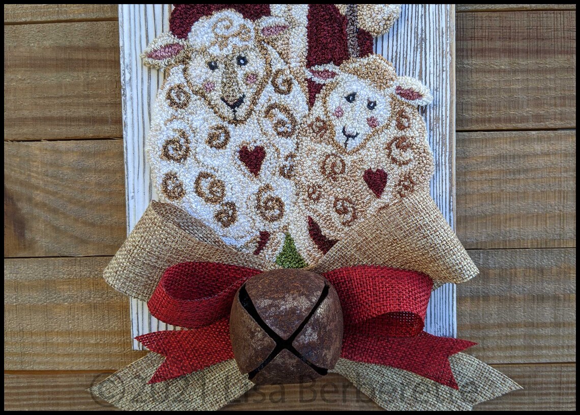 Santa Shepherd - Punch Needle Download PDF - Christmas Santa and Sheep ...