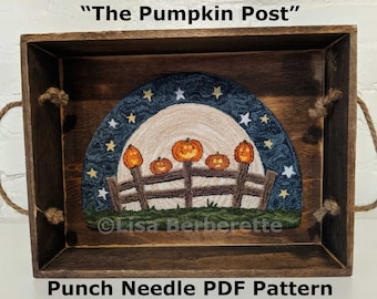 The Pumpkin Post - Punch Needle PDF Muster - digitaler Download – Halloween, Oktober, Kürbis, Herbst, Herbst, Ernte, Erntedank, Sterne