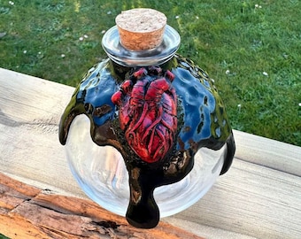 Anatomical Heart Potion Bottle - ready to ship - Gothic Decor Witch Halloween