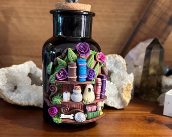 Nature Theme Oddities Shelf Apothecary Jar - Ready to Ship - Witch Ghost Halloween Decor