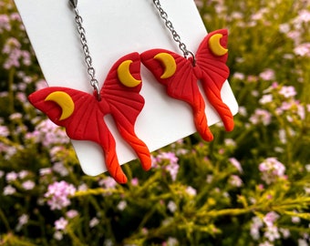 Sunset Butterfly Moth Earrings - ready to ship -  Witchy Jewellery Fall Nature Cottagecore Boho