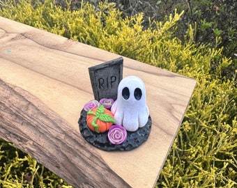 Halloween Ghost Figurine - Ready to Ship - Halloween Decor Gravestone Pumpkin Spook