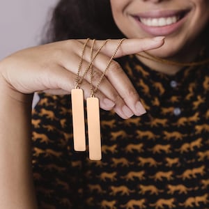 Collana da donna, collana in oro, catena con pendente, acciaio inossidabile opaco, oro rosa, oro, rettangolare, inclusa catena a maglia barbazzale della lunghezza desiderata