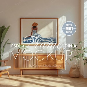 Horizontaler Rahmen Mockup, Landschaft Wand Kunst Vorlage, Eichenholz A0 A1 A2 A3 A4 PSD Photoshop, Smart Objekt, Interior Poster DIN A, Einfach