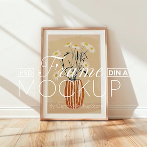 Einfacher Vertikaler Rahmen Mockup, Rahmen an Wand gelehnt Vorlage für Photoshop, PSD Poster Mockup DIN A, dünnes Holz - A0, A3, A4 PSD Skandinavisch