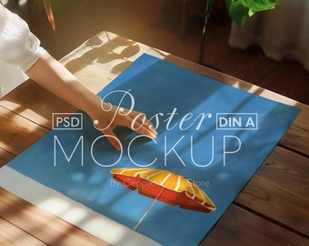 Poster Mockup PSD: Woman Hands, A3 A4 Ratio (Digital Download)