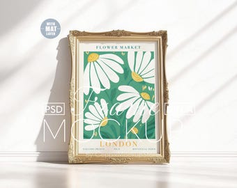 Maqueta de marco barroco dorado, diseño vintage de lujo, póster A3/A4 (plantilla PSD)