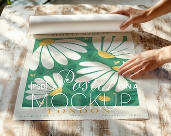 Rolled Poster Mockup, A4 A3 ISO, PSD Template (Digital Download)