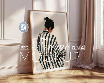 Vertical Frame Mockup, Thin Wood, Scandinavian Style (PSD, JPEG Digital Download)
