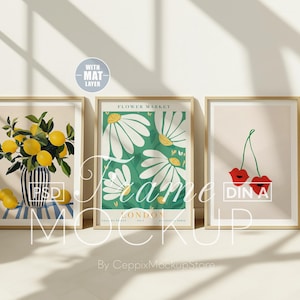 3er Set Rahmen Mockup, Drei Multiple Galerie Set 3 Bundle, Poster Mockup Wand lehnend, Minimal A4 Boho Holz Vertikal Psd DIN Photoshop A3
