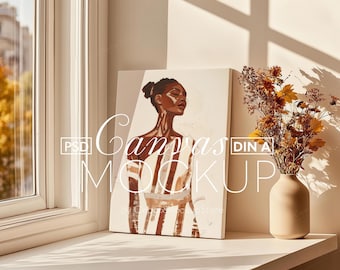 Canvas Mockup DIN A Flat, Vertical Artwork Template (PSD)