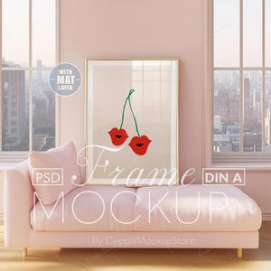 Maquette de cadre en or rose, pour fille Boho Féminin Chic Glam Chambre DIN a0 a4 a3 a2 a1 PSD réaliste Photoshop Maison minimaliste, Mode