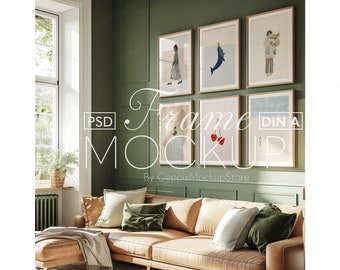 Gallery Wall Mockup, 6 Frame PSD, Interior, A4 A3 A2 (Digital Download)