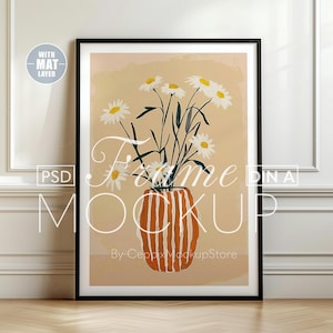 Einfacher Rahmen Mockup Vertikal schwarz, Rahmen lehnend Wand Template für Photoshop, PSD Poster Mockup DIN A Dünnes Holz - a0, a3, a4 Skandinavisch