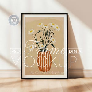 Einfacher Rahmen Mockup Vertikal schwarz, Rahmen lehnend Wand Template für Photoshop, PSD Poster Mockup DIN A Dünnes Holz - a0, a3, a4 Skandinavisch