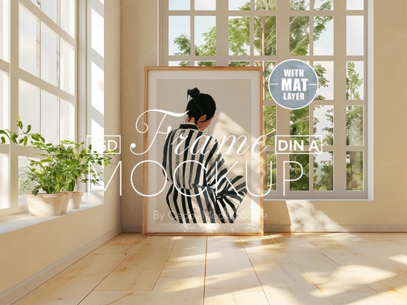 Window Frame Mockup PSD, DIN A Vertical Poster, Boho Interior (Digital Download)