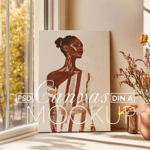 Canvas Mockup DIN A Flat, Wall Art Mockup a3 a4 Realistic Flat Closeup Minimal Poster Wall Art Frame Template Vertical Painting Artworks PSD
