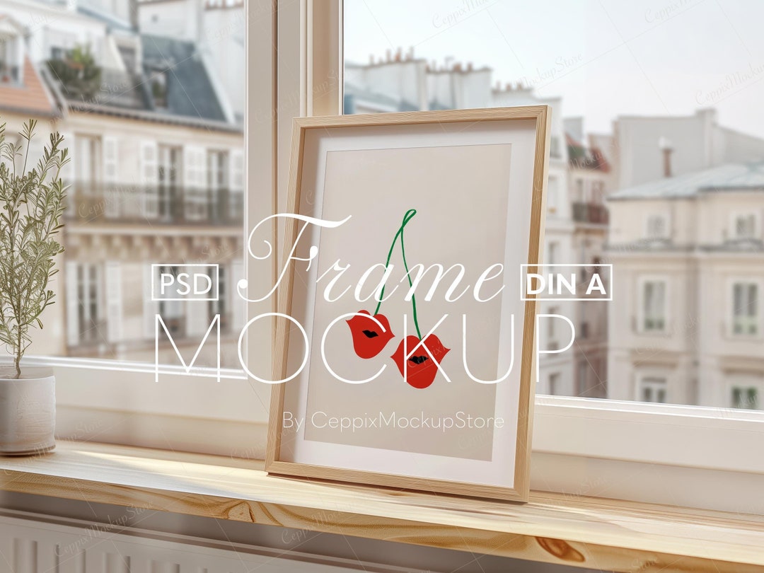 Sunshine Window Frame Mockup, Realistic A3 A4 Vertical PSD Template ...